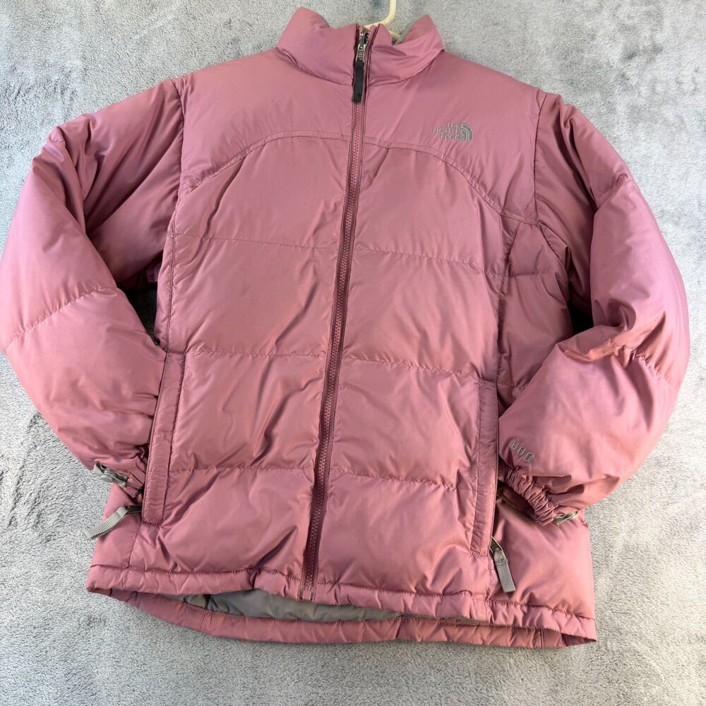 The North Face Girls 600 Down Puffer Jacket Mauve Pink Collar XL 14/16